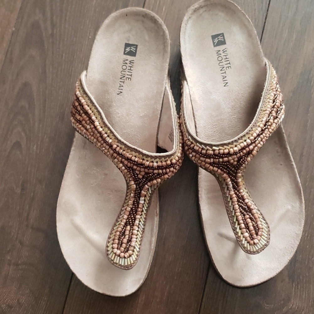 WHITE Mountain Beaded Sandals